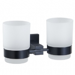 Wall mounted double tumbler holder