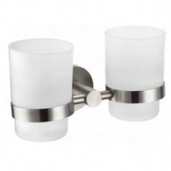 Wall mounted double tumbler holder